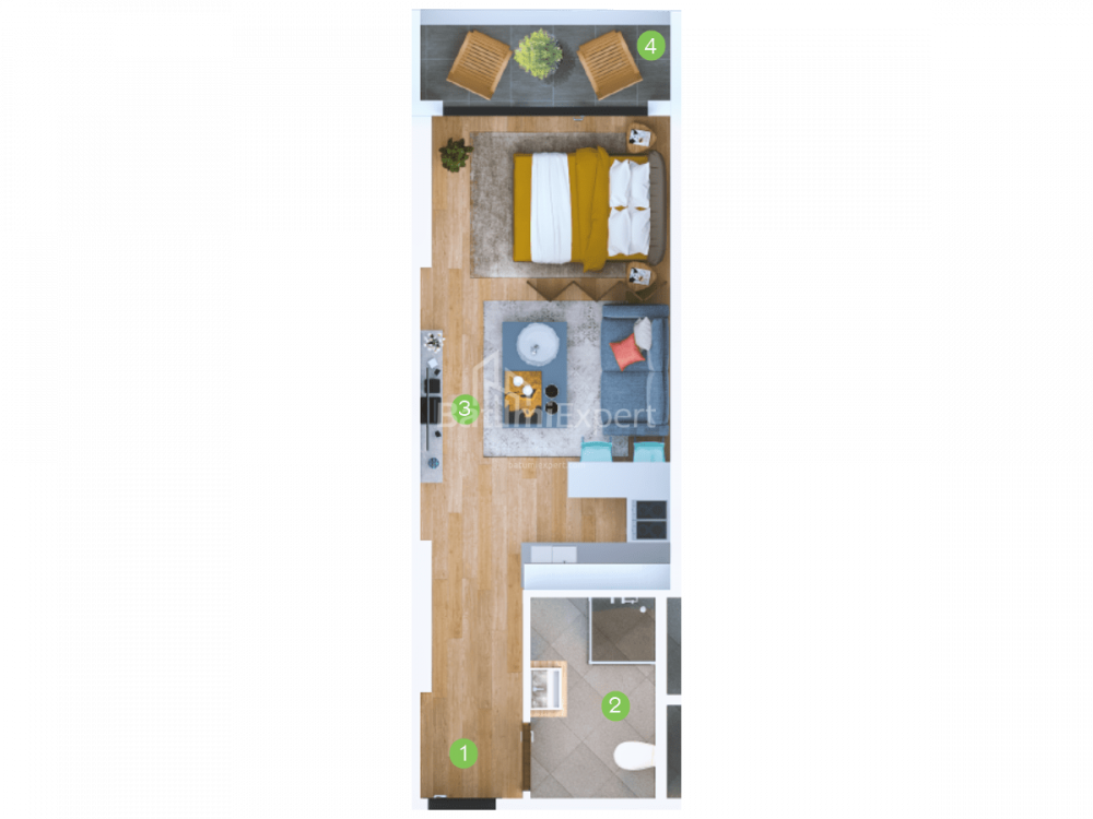 Квартира 33.6 м² - Шерифа Химшиашвили, Батуми, Грузия