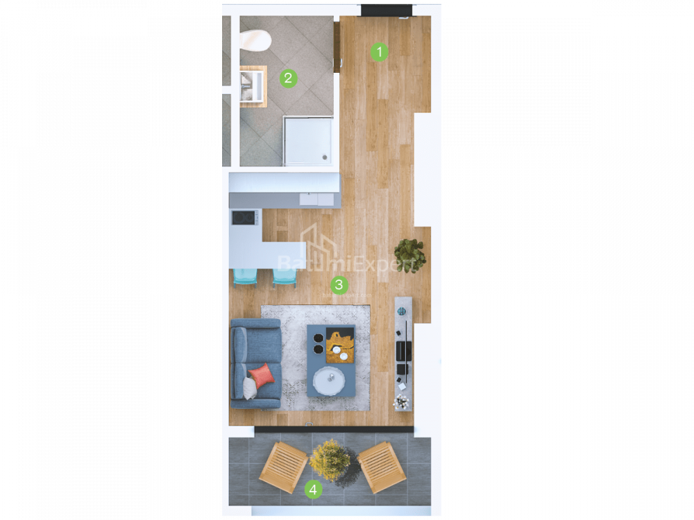 Квартира 30.2 м² - Шерифа Химшиашвили, Батуми, Грузия