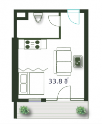 Квартира 1-комн 33.8 м² - Шерифа Химшиашвили, Батуми