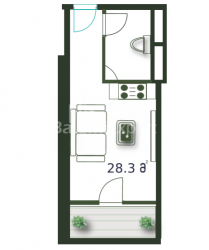 Квартира 1-комн 28.3 м² - Шерифа Химшиашвили, Батуми