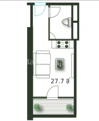Квартира 1-комн 27.7 м² - Шерифа Химшиашвили, Батуми