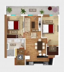 Квартира 3-комн 73.2 м² - 26 мая, Батуми