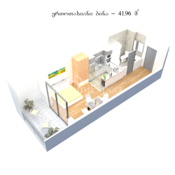 Квартира 1-комн 42 м² - Андрея Первозванного, Квариати