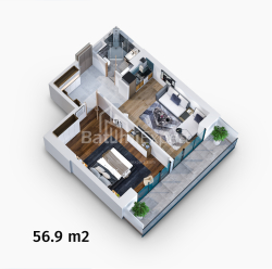 Квартира 2-комн 56 м² - Жиули Шартава, Батуми
